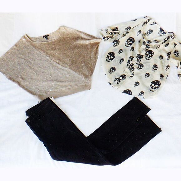 Poetry sheer cream black skull blouse top - Picture 5 of 5